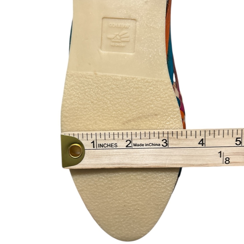 Multicolor Woven Leather Huarache Flats - Guillen Atisan Made in Mexico 9-9.5 - Picture 9 of 9